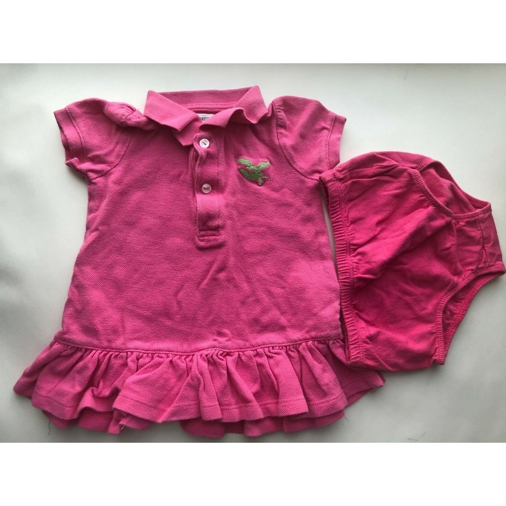 Girl's Size 9 M 6-9 Months 2 Pc Pink American Living Eagle Dress + Diaper Cover